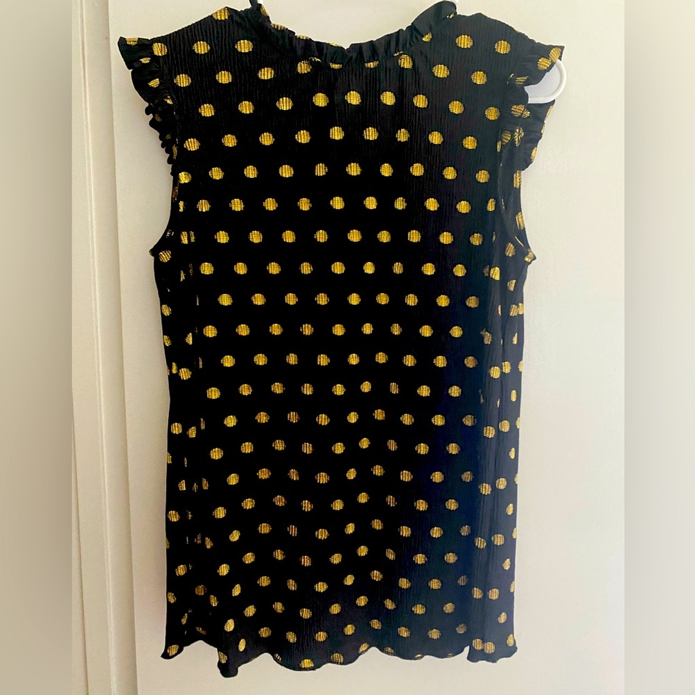 Adrianna Papell Women Black with Gold Dots Blouse